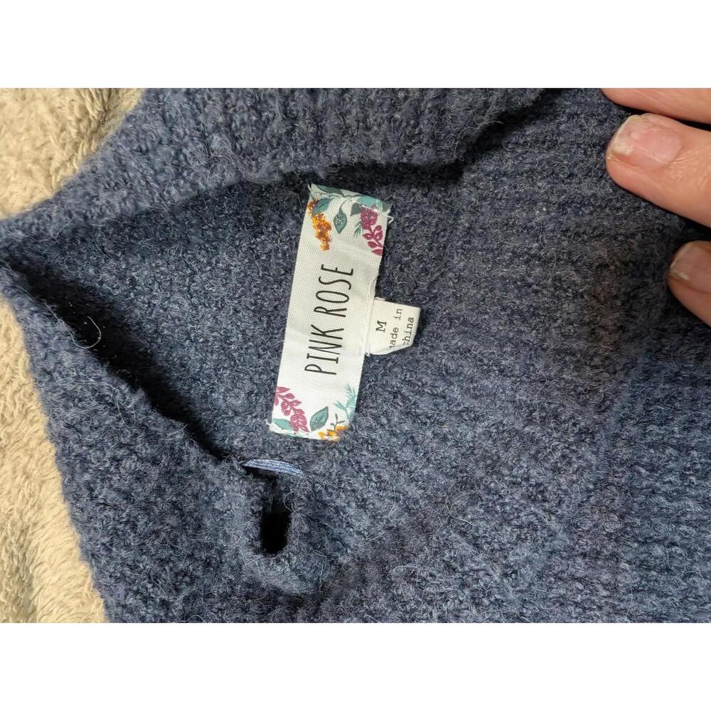 Pink Rose Pullover‎ Sweater Gray Women Medium